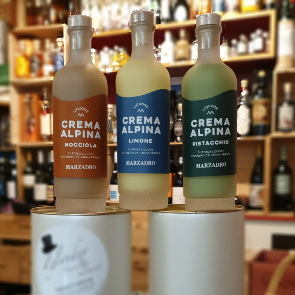 Liköre aus dem Trentino: köstlich-cremig - PISTAZIE, ZITRONE & HASELNUSS ( Paket enthält: 3 x 20 cl. Fl.)