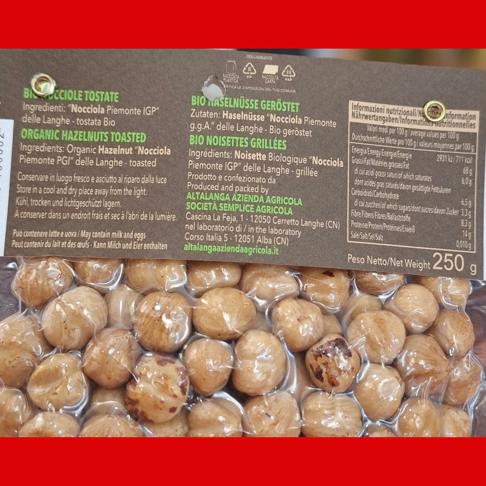 Die Königin der Haselnuss: Nocciola Piemontese IGP delle Langhe - Varietá Tonda Gentile Trilobata Geröstet & Gluten Free 250 gr.