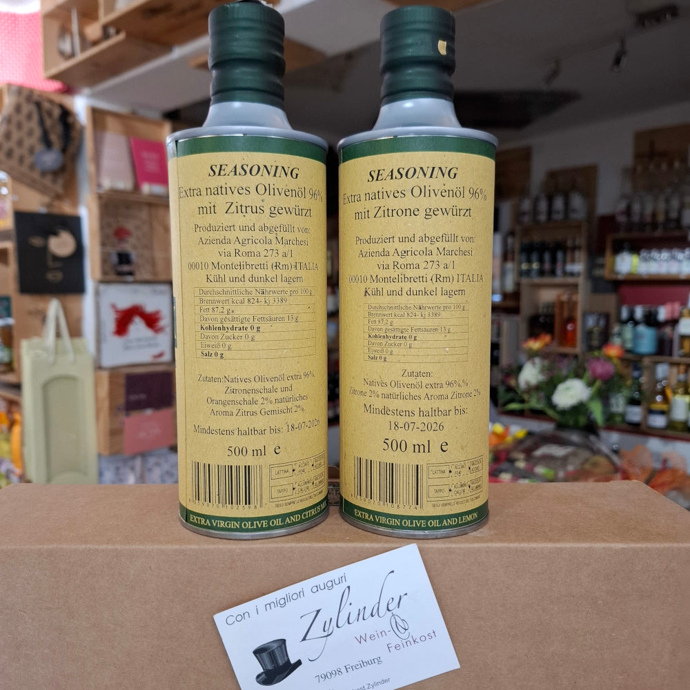 Olivenöl Extra Vergine gewürzt mit Limone "Zitrone" & "Agrumi" Zitrusfrüchte