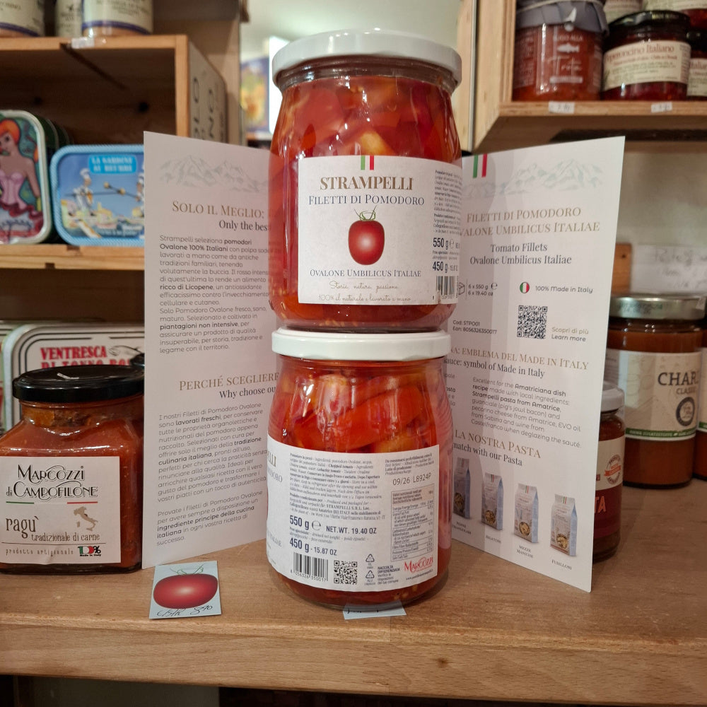 Filetti di Pomodoro OVALONE ( Tomatenfilet ) 2 x 550 gr Strampelli aus Amatrice - Italy