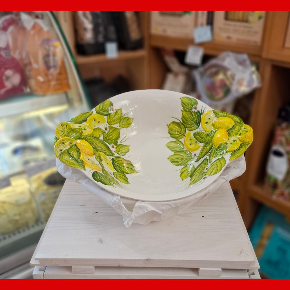Keramikschale - "Oval Zitrusblüten & Limoni in Reliev " ( L. ca. 27 cm. B ca 20 cm. H ca. 6,5 cm.) Handarbeit aus Italien