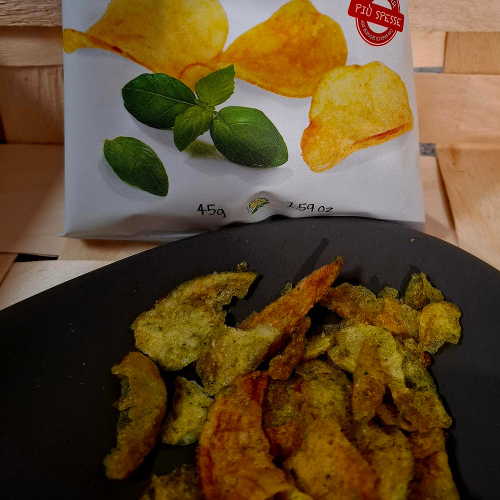 Pesto Chips - potato chips with a fresh and delicious taste Basil Pesto by Pesto Rossi 1947
