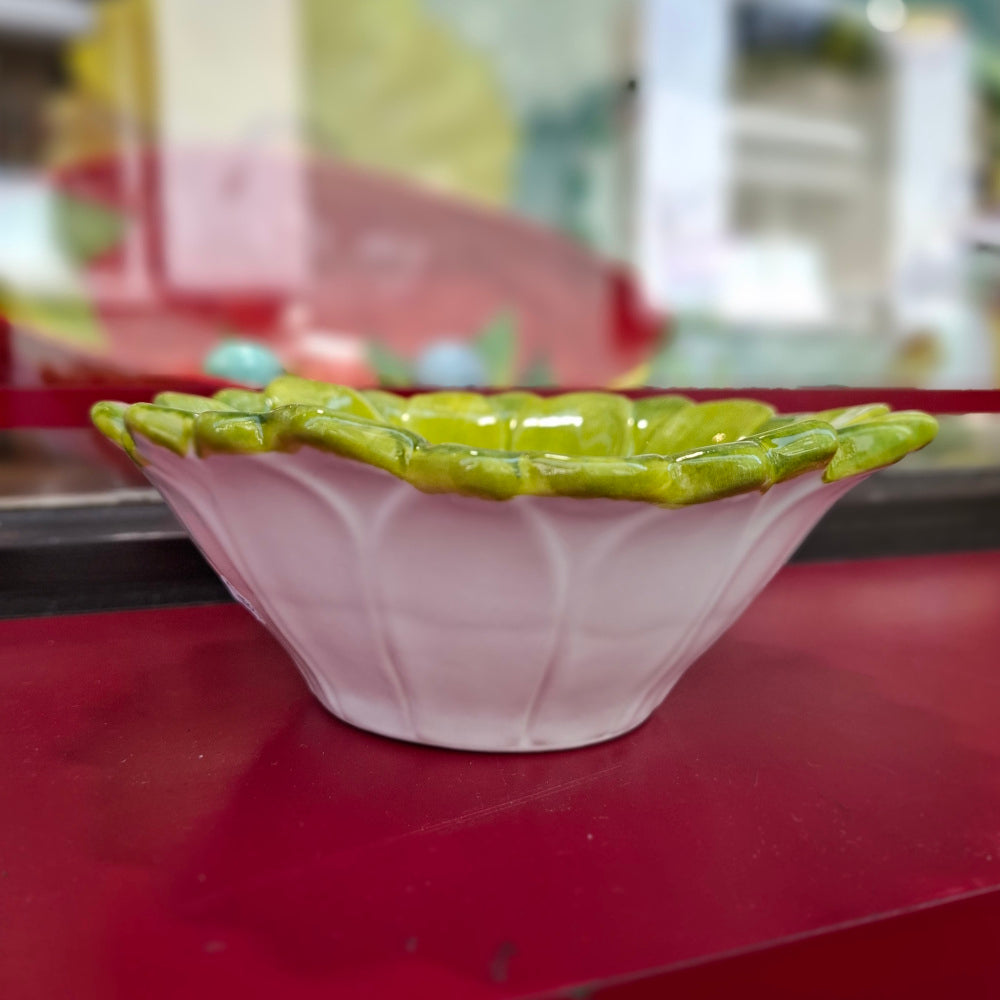 Keramikschale Design Margherita Farbe Grün/Verde - Weiss/Schwarzgepünktet - Handarbeit aus Italien