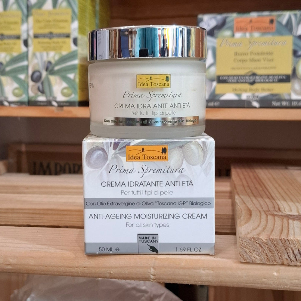 Bio Olivenöl Kosmetik: ANTI-AGEING MOISTURIZING CREAM 50 ml. - For all Skin types IDEA TOSCANA - FIESOLE - FLORENZ