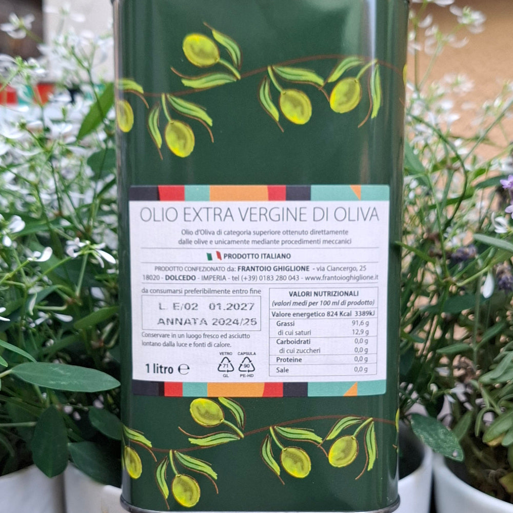 Natives Olivenöl Extra Vergine aus Ligurien 1 lt. - Frantoio Ghiglione Dolcedol IM Ligurien Italy
