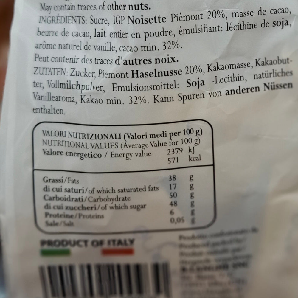 Schoko Giandujotti "Pralinen aus Giandujanougat" blanghe - 250 gr. Beutel