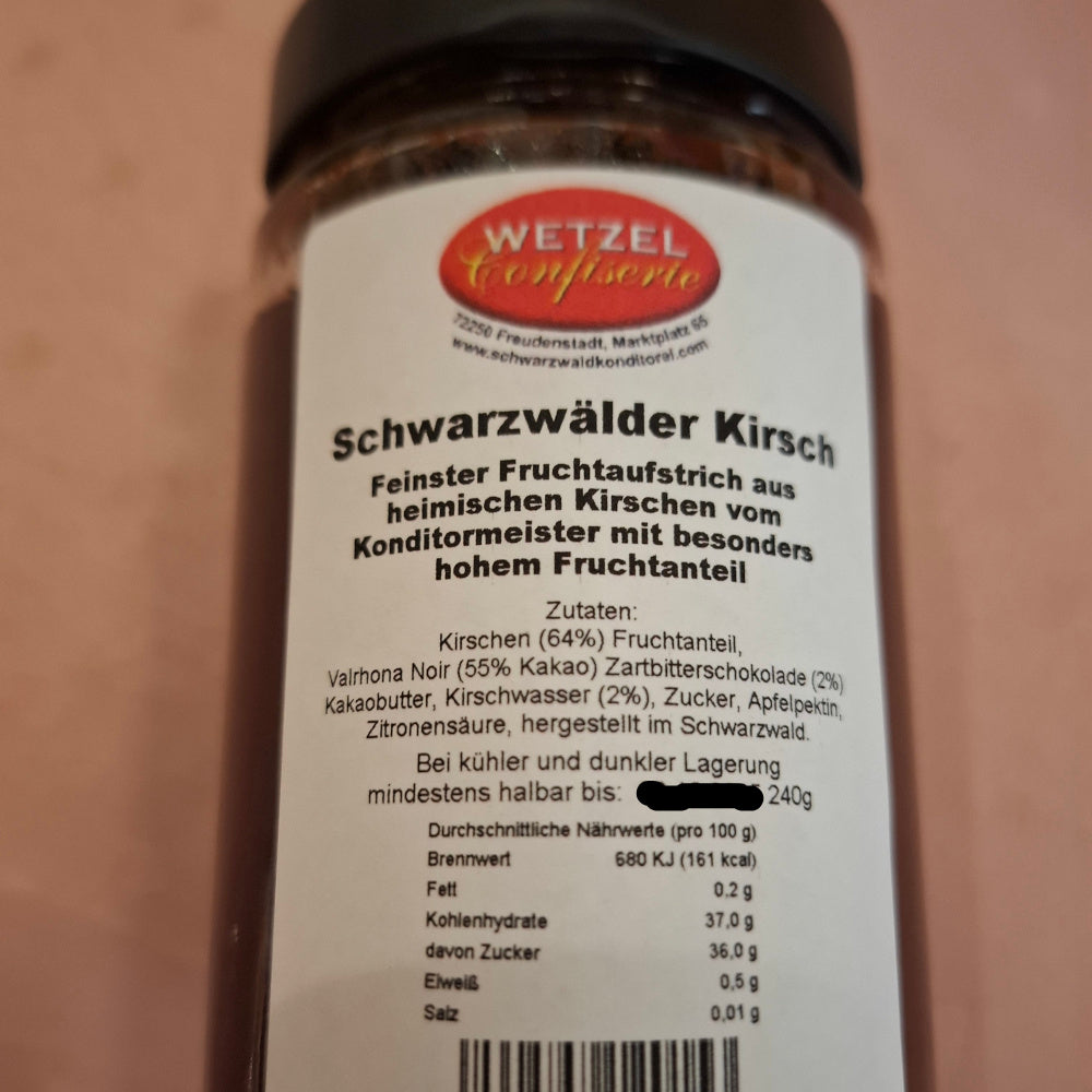 Brotaufstrich-Schwarzwälder Kirsch - made in Black Forest