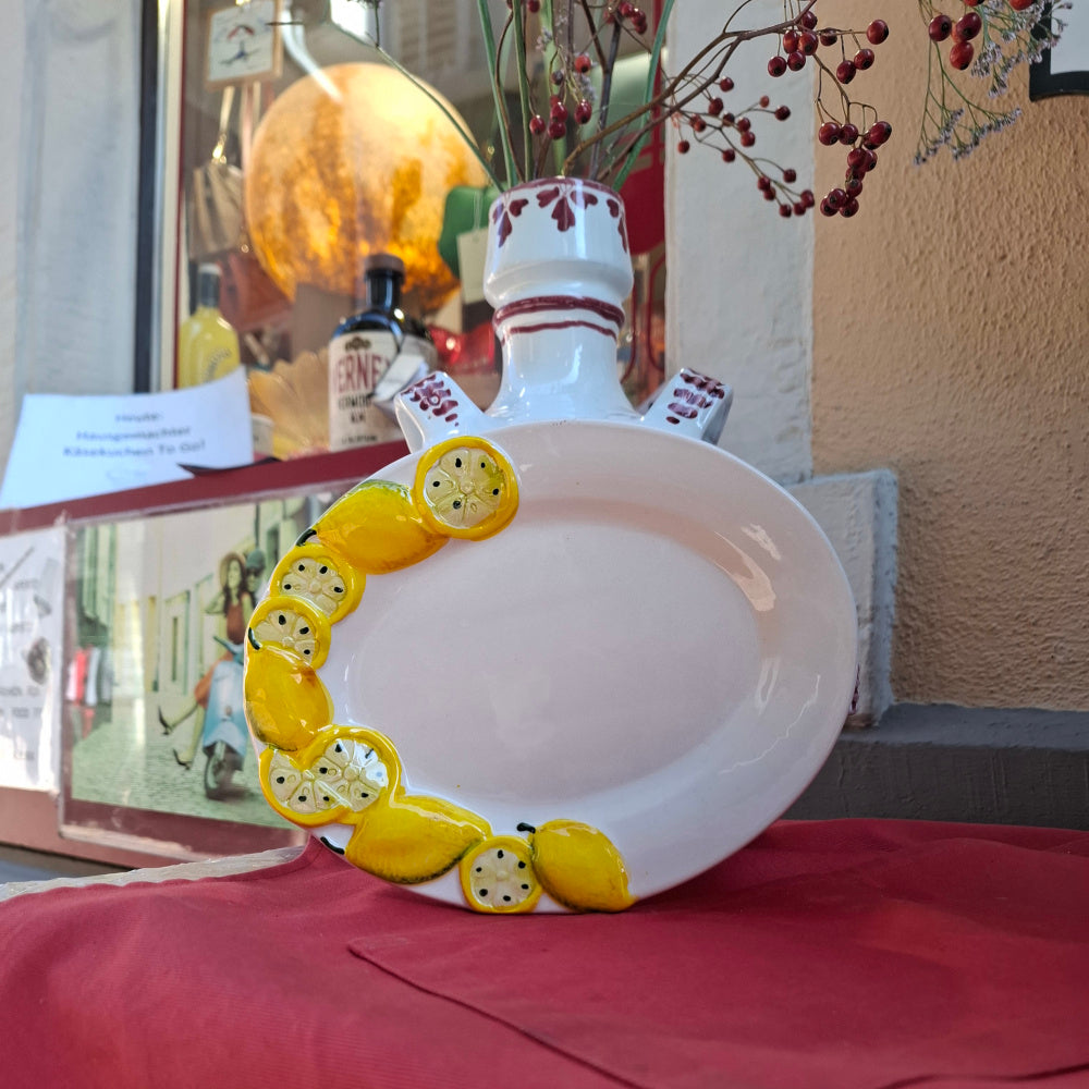 Keramikset - 2 x Ovale Teller Design & Reliev Pomodori & Limoni - Handarbeit aus Italien