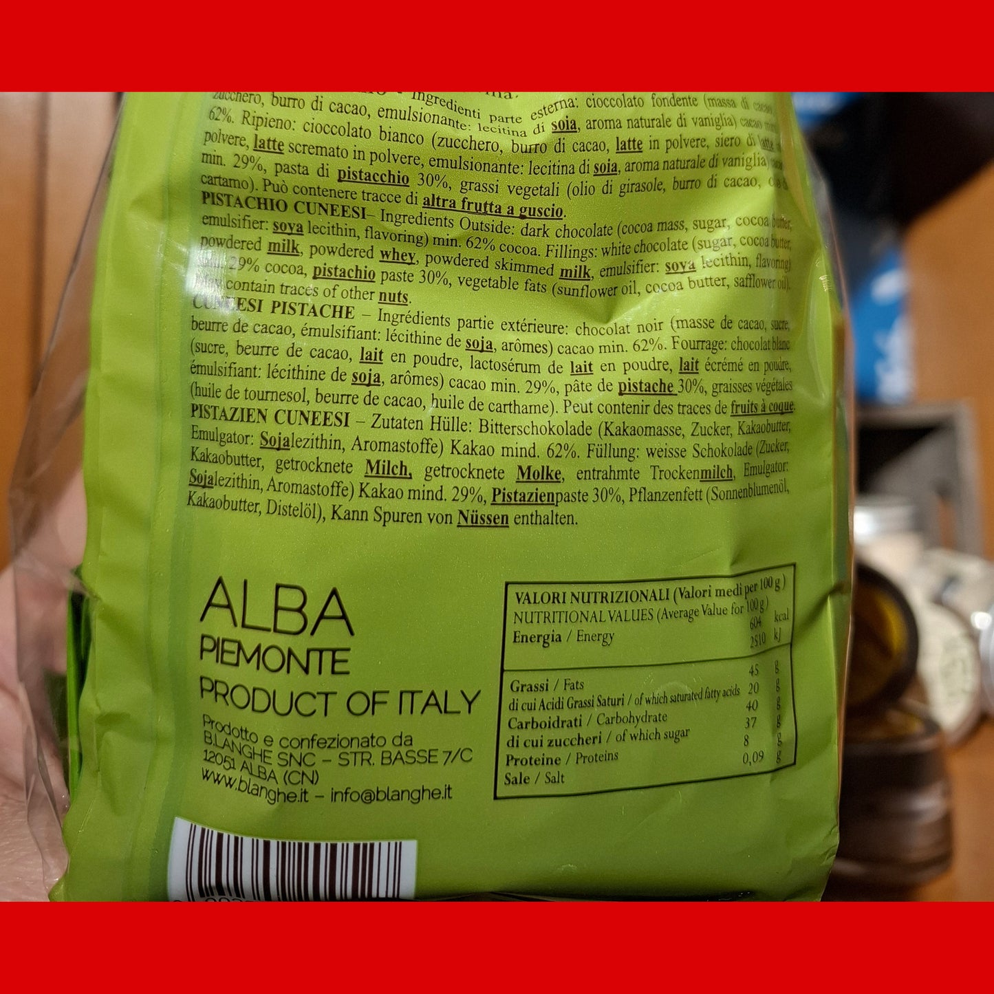 Cuneesi al Pistacchio "Pralinen mit Pistazienschokofüllung - 200 gr. Beutel