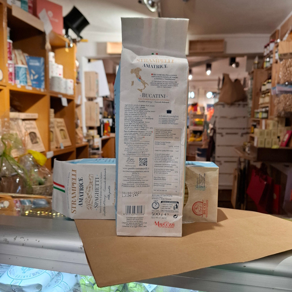 Pasta Strampelli Bucatini & Spaghetti je 500 gr. - DIE Pastamanufaktur in Amatrice