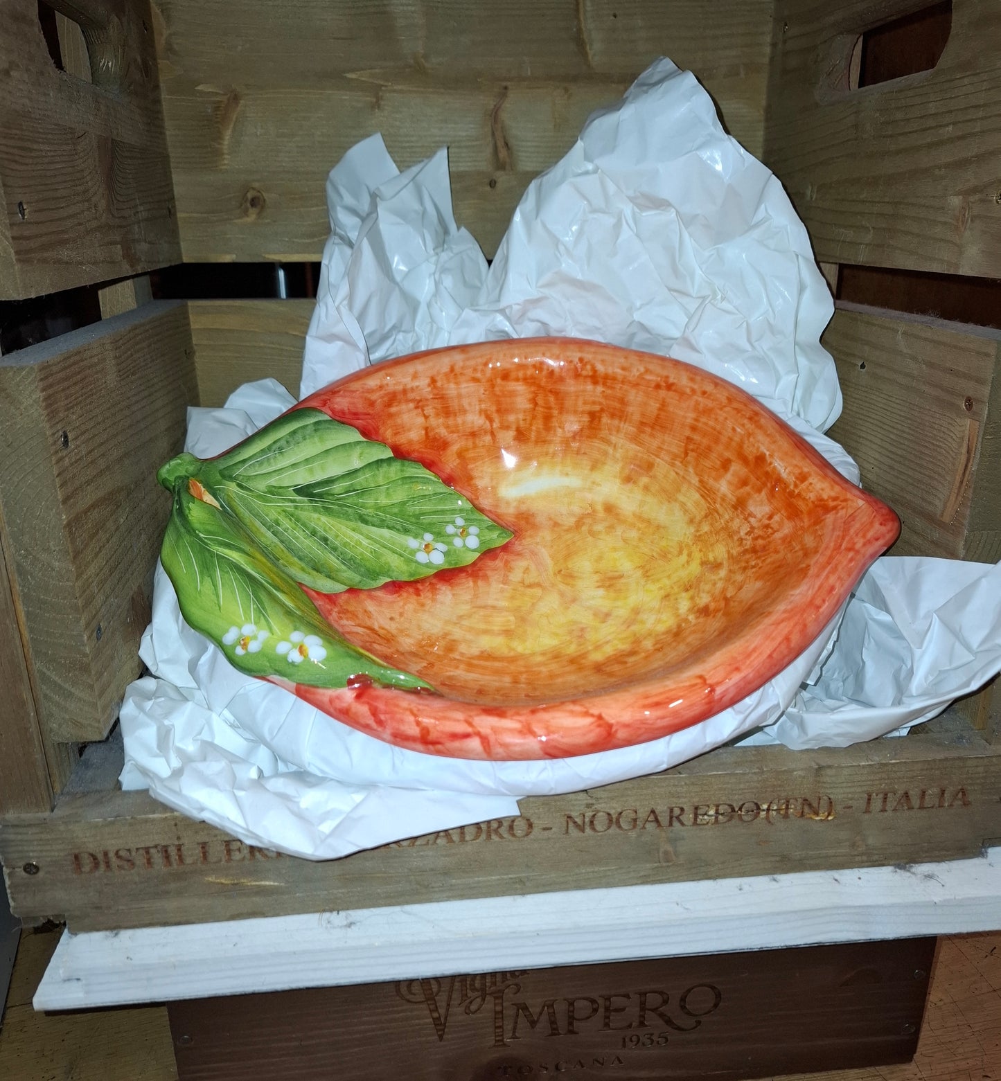 Keramikschale - "Ganze Orange" ( L. ca. 32 cm. B ca 23 cm. )Handarbeit aus Italien