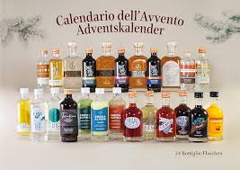 Adventskalender Destillerie Marzadro Nogaredo Trento Italy- mit 24 Miniaturflaschen und 2 Gläsern
