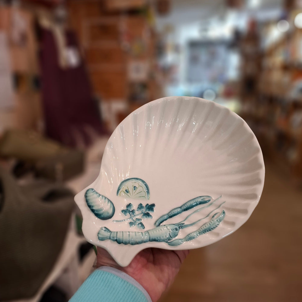 Keramikteller - "Muschel/Conchiglia " Farbe Verdemare ( L. ca. 21 cm. B ca 18 cm. H. ca. 4,5 cm. ) Handarbeit aus Italien