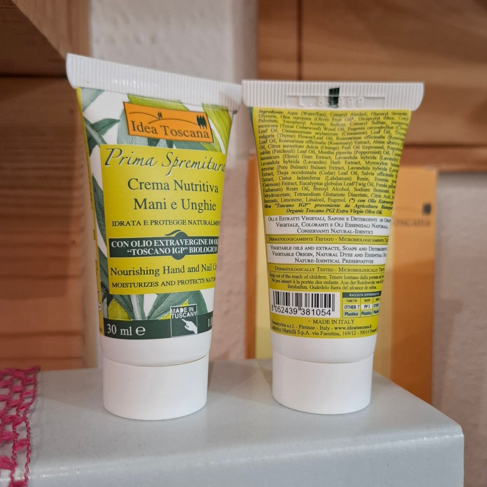 Bio Olivenöl Kosmetik: Pflegende Hand- & Nagelcreme 30 ml  IDEA TOSCANA - FIESOLE - FLORENZ