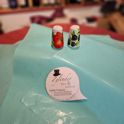 Keramik Salz- & Pfefferstreuer - in Italien handgemacht & handgemalt, "Pomodoro Datterino " ("Datteln Tomaten")