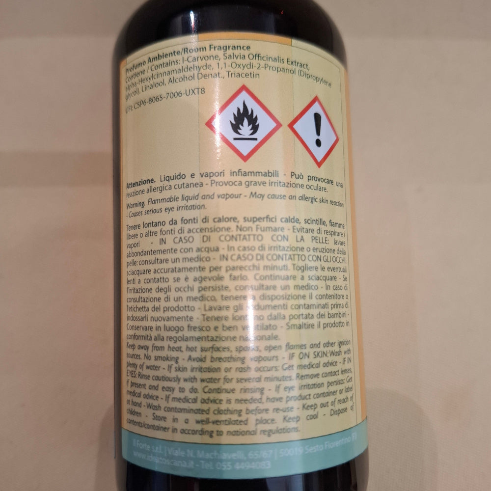 RAUMDUFT FÜR IHR ZUHAUSE  250ml SALVIA - REFILL - SALBEI  ROOM FRAGRANCE 250ml IDEA TOSCANA FIESOLE - TOSKANA