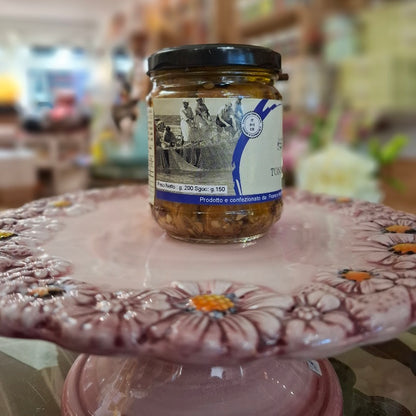 Fisch - Antipasto Thunfisch mit Pistazieen in Olivenöl, Adelfio, Marzamemi, Sizilien