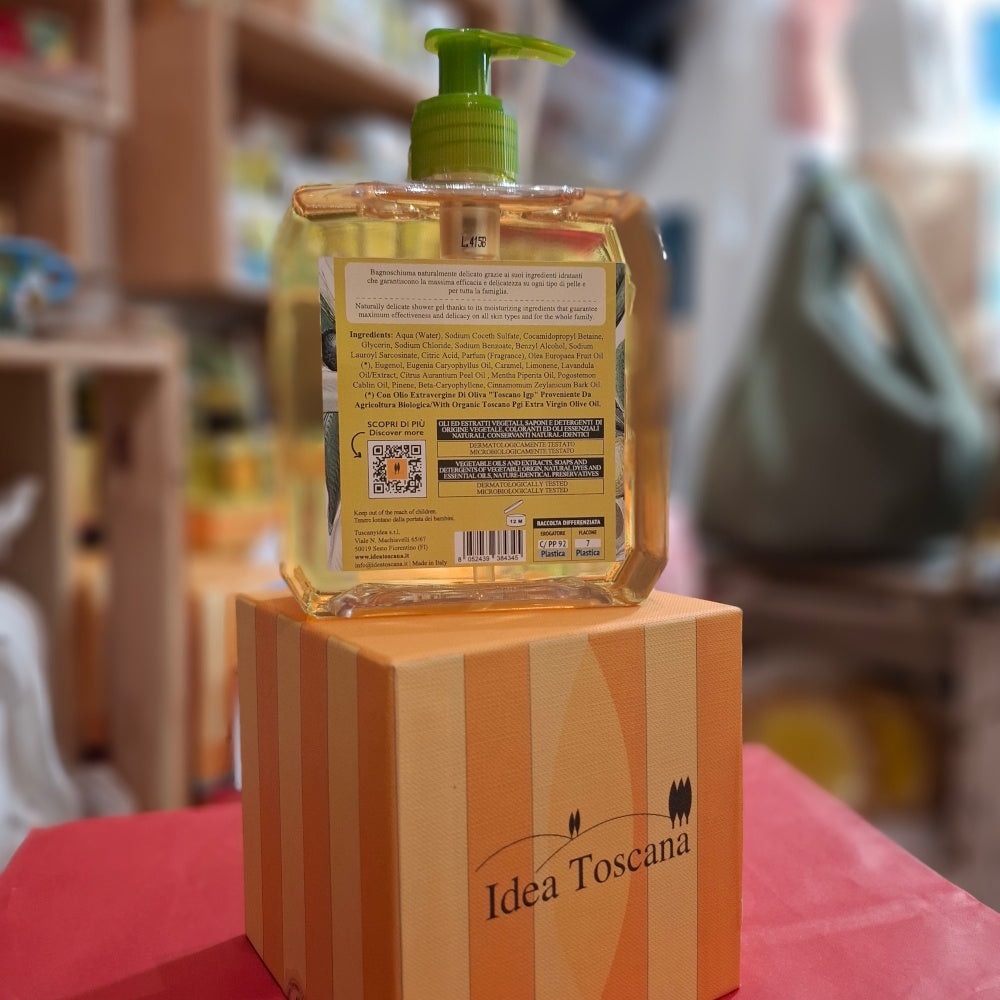 Bio Olivenöl Kosmetik: Moisturizing Shower Gel - Feuchtigkeitsspendendes Duschgel 500 ml - IDEA TOSCANA - FLORENZ