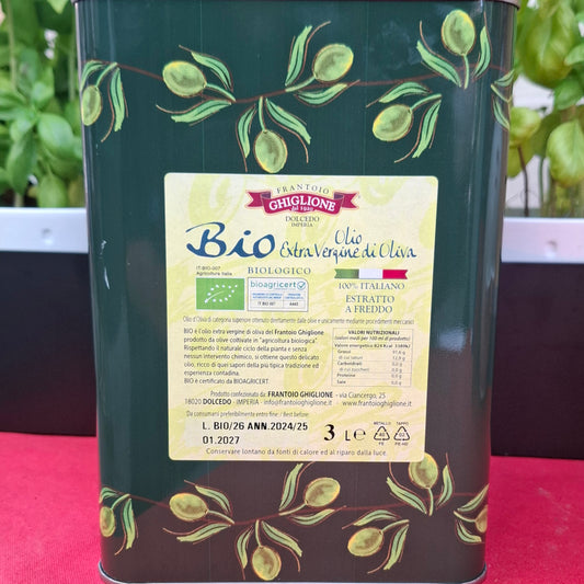 Natives BIO Olivenöl Extra Vergine aus Ligurien 3 lt. - Frantoio Ghiglione Dolcedol IM Ligurien Italy