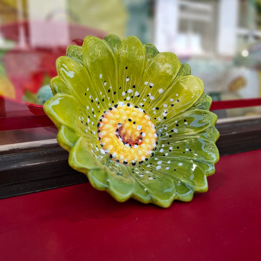Keramikschale Design Margherita Farbe Grün/Verde -  Weiss/Schwarzgepünktet - Handarbeit aus Italien