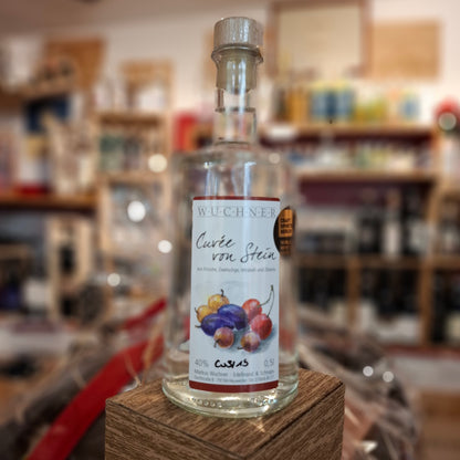 Spirituose - Cuvée von Stein 0,5 l. - 40% - aus Kirsche, Zwetschge, Mirabell und Zibärtle - Von WUCHNER - 2023 PREMIERT WIE WORLD´S BEST CRAFT DISTILLERIES