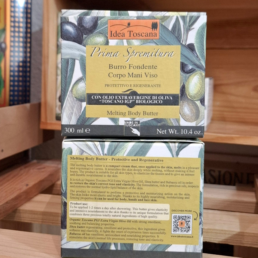 Bio Olivenöl Kosmetik: Pflegende Körper Hand- & Gesicht - Butter  300 ml "MELTING BODY BUTTER"  IDEA TOSCANA - FIESOLE - FLORENZ