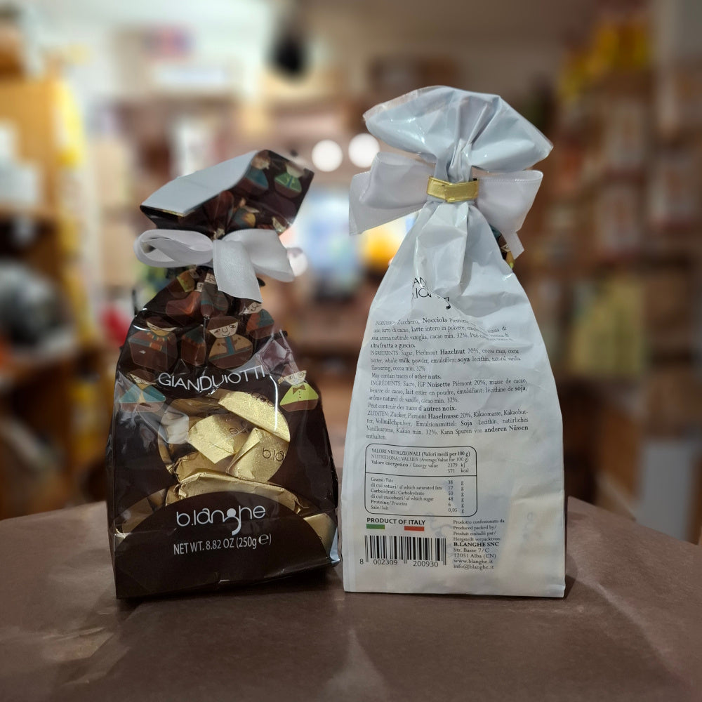 Schoko Giandujotti "Pralinen aus Giandujanougat" blanghe - 250 gr. Beutel