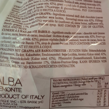 Cuneesi Grappa Barolo "Praline mit GrappaBarolo Schokocreemefüllung - 200 gr. Beutel