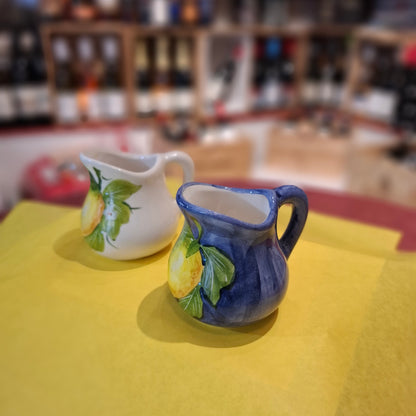 Keramik Karaffen für Milch/Saft.. ( 2 Stk. H. 8 cm.ca. B. ca. 5,5 cm ) Handarbeit aus Italien