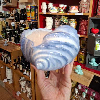 Keramikschale - "Conchiglia/Muschel "Blu"( L. ca. 26,5 cm. B ca 19 cm. H. 13,5 cm. ca. )Handarbeit aus Italien