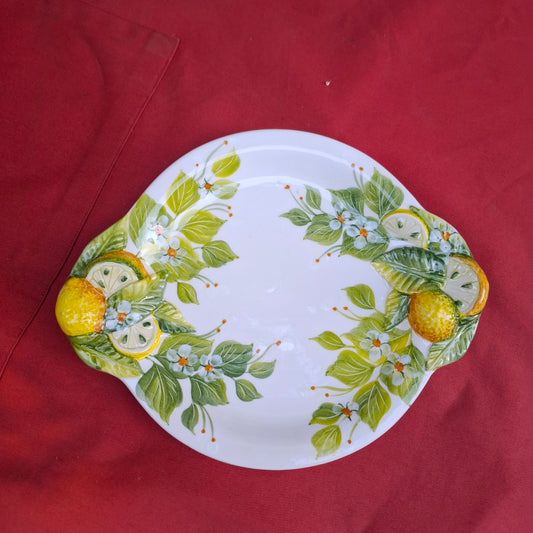 Keramikteller - "Oval Zitrusblüten & Limoni " ( L. ca. 26 cm. B ca 21 cm. )Handarbeit aus Italien