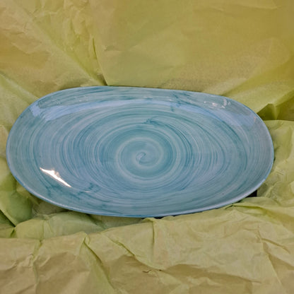 Keramik Teller Oval Farbe "Verdemare" ( L ca. 33cm x B ca. 20 cm) - Handarbeit aus Italien