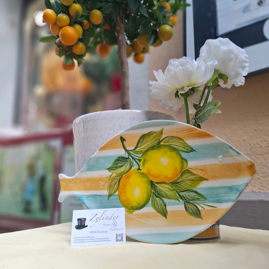 Keramik  Fischteller Motiv Limoni Ramati ( B. cm. ca 19,5 cm. L cm.ca. 33,5 ) - Handarbeit aus Italien