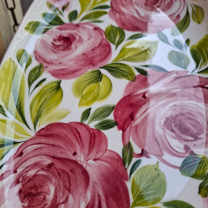 Keramik Teller Oval Motiv Rose ( L ca. 33cm x B ca. 20 cm) - Handarbeit aus Italien