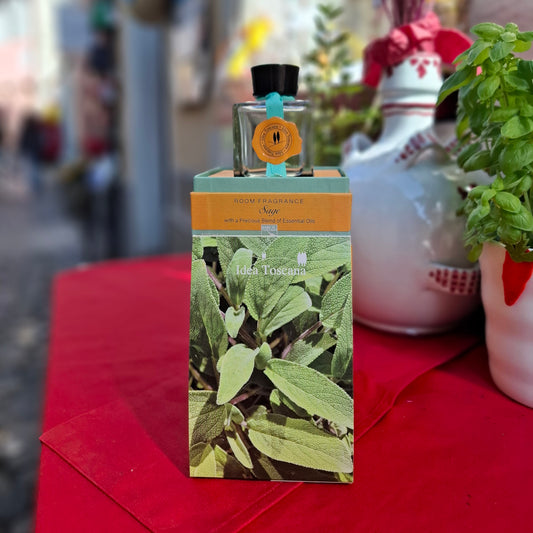 RAUMDUFT FÜR IHR ZUHAUSE  100ml SALBEI - SAGE ROOM FRAGRANCE 100ml whit a Precious Blend of Essential Oil,  IDEA TOSCANA FIESOLE - TOSKANA