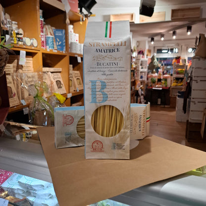 Pasta Strampelli Bucatini & Spaghetti je 500 gr. - DIE Pastamanufaktur in Amatrice