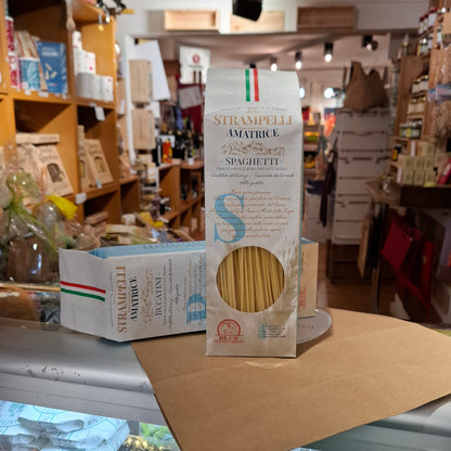 Pasta Strampelli Bucatini & Spaghetti je 500 gr. - DIE Pastamanufaktur in Amatrice