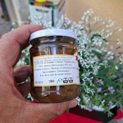 Olive Taggiasche Ohne Stein in Olivenöl 180 gr.  - aus Ligurien Frantoio Ghiglione Imperia