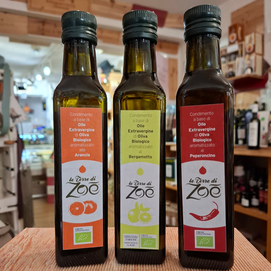 Natives Olivenöl Extra Vergine - BIO mit Bergamotte- Chili- & Orangengeschmack
