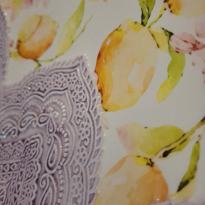 Keramik Teller - Unikat Zitrusblüte, Früchtee "Damascato"Handarbeit aus Italien ( Durchm. 35,5 cm ca. H 5 Cm. ca.)