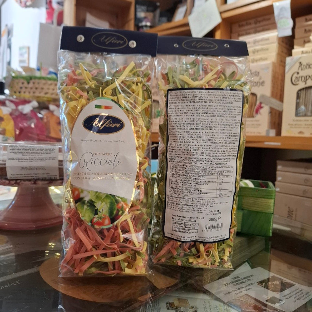 Pasta-Riccioli Primavera (Feine "Frühlings" Tagliatelle )  - Piemonteser Spezialität aus dem Hause Alfieri Cuneo Italy