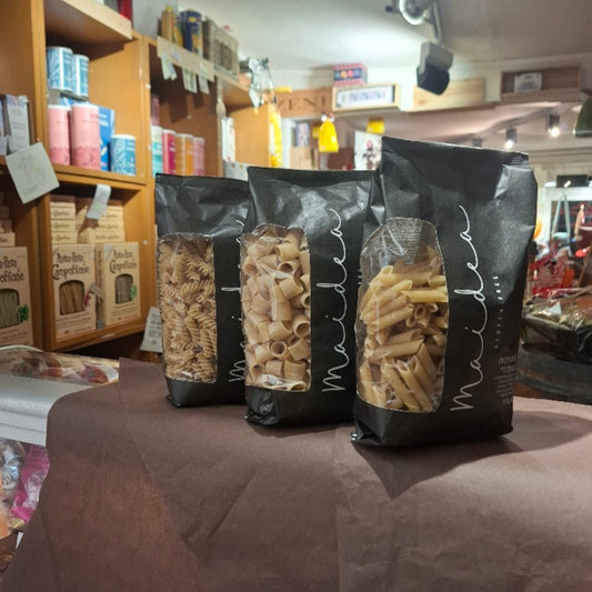 Pasta - GLUTENFREI 3er Set - (je Pack. 500 gr.) Fusilli, Penne, Maccherone - aus Vollkornreißmehl - Maidea - Abruzzen Italy