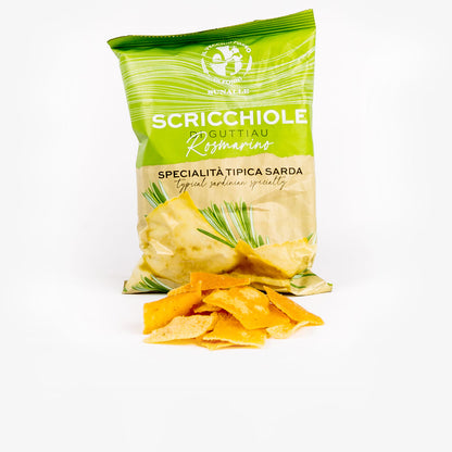 Scricchiole di Guttiau al Rosmarin/Scicchiole di Guttiau mediterraneo - 3 x 75 gr. Brotchips mit Rosmarin- &  mit Tomatenaroma  - Il Vecchio Forno di Fonni Sardegna