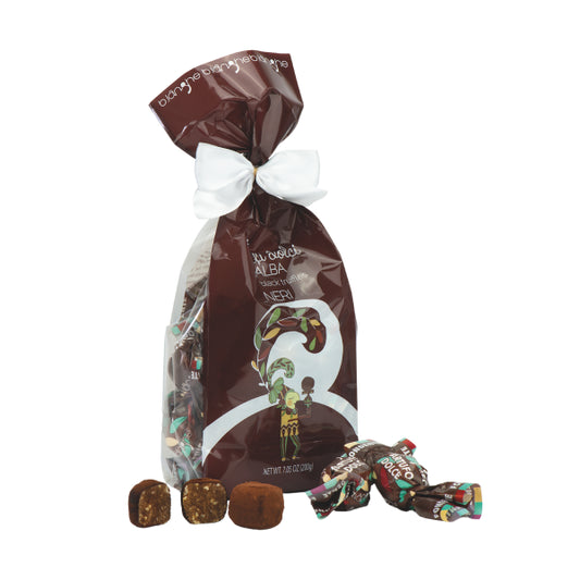 Schokotrüffelpralinen mit Haselnüßen - Tarttufi dolci Neri 200 gr. Beutel  - b.langhe Alba Piemont