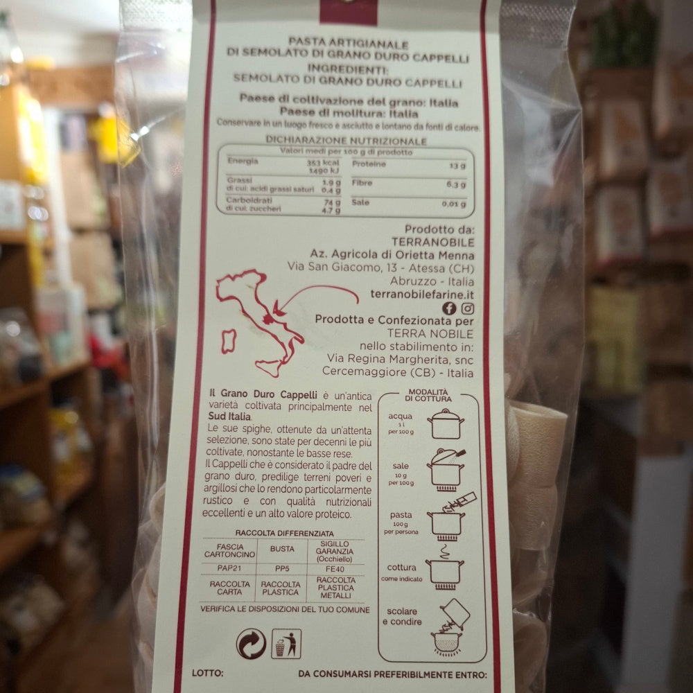 Pasta  Artigianale - Calamarata 500 gr.  Aus Hartweizengrieß "Senatore Cappelli", Terra Nobile, Atessa, Abruzzo